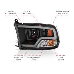 ANZO USA - Projector Headlights Plank Style Design BlackRam 1500/2500/3500 2011-2018 ANZO USA - Image 4