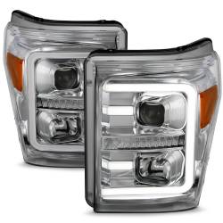 Projector Headlights W/ Plank Style Switchback Chrome W/ Amber Ford F-250 Super Duty/F-350/F-450 Super Duty 2011-2016 ANZO USA