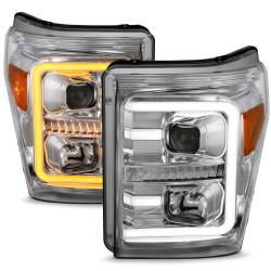 ANZO USA - Projector Headlights W/ Plank Style Switchback Chrome W/ Amber Ford F-250 Super Duty/F-350/F-450 Super Duty 2011-2016 ANZO USA - Image 2