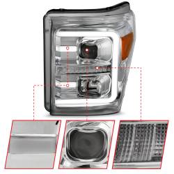 ANZO USA - Projector Headlights W/ Plank Style Switchback Chrome W/ Amber Ford F-250 Super Duty/F-350/F-450 Super Duty 2011-2016 ANZO USA - Image 3