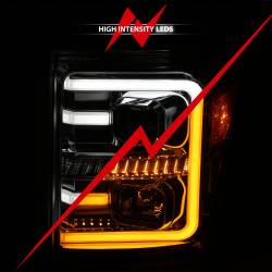 ANZO USA - Projector Headlights W/ Plank Style Switchback Chrome W/ Amber Ford F-250 Super Duty/F-350/F-450 Super Duty 2011-2016 ANZO USA - Image 6