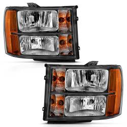 Crystal Headlight Black Amber GMC Sierra 1500/2500 HD/3500 HD 2007-2013 ANZO USA