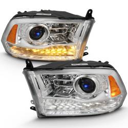 Projector Headlights W/ Halo Projector Plank Style Switchback H.l Halo Chrome Amber (Oe Style)Ram 1500/2500/3500 2011-2018 ANZO USA