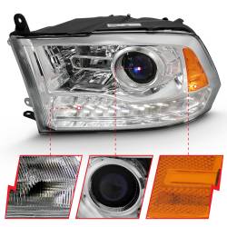 ANZO USA - Projector Headlights W/ Halo Projector Plank Style Switchback H.l Halo Chrome Amber (Oe Style)Ram 1500/2500/3500 2011-2018 ANZO USA - Image 2