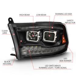 ANZO USA - Projector Headlights Black Housing W/SwitchbackRam 1500/2500/3500 2011-2018 ANZO USA - Image 4