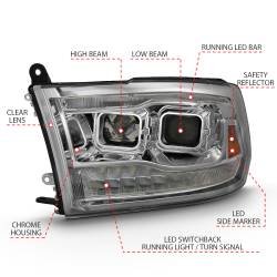 ANZO USA - Projector Headlights Chrome Housing W/SwitchbackRam 1500/2500/3500 2011-2018 ANZO USA - Image 4