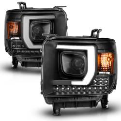 ANZO USA - Projector Headlights Plank Style Black Housing W/DRL GMC Sierra/1500 2014-2015, GMC Sierra 2500 HD/3500 HD 2015-2019 ANZO USA - Image 2