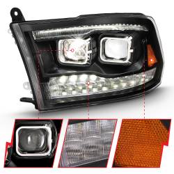 ANZO USA - LED Projector Headlights LED Projector Plank Style Switchback H.l Halo Black Amber (Oe Style)Ram 1500/2500/3500 2011-2018 ANZO USA - Image 3