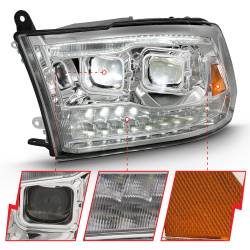 ANZO USA - LED Projector Headlights LED Projector Plank Style Switchback H.l Halo Chrome Amber (Oe Style)Ram 1500/2500/3500 2011-2018 ANZO USA - Image 3