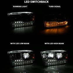 ANZO USA - LED Projector Headlights LED Projector Plank Style Switchback H.l Halo Chrome Amber (Oe Style)Ram 1500/2500/3500 2011-2018 ANZO USA - Image 7