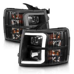 ANZO USA - Projector Headlights Plank Styel Black Amber Pair Chevrolet Silverado 1500/3500 2007-2013, 2500/2500 HD/3500 HD 2007-2014 ANZO USA - Image 2
