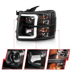 ANZO USA - Projector Headlights Plank Styel Black Amber Pair Chevrolet Silverado 1500/3500 2007-2013, 2500/2500 HD/3500 HD 2007-2014 ANZO USA - Image 3