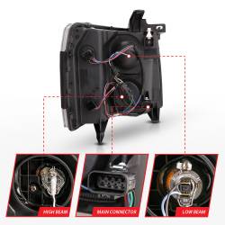 ANZO USA - Projector Headlights Plank Styel Black Amber Pair Chevrolet Silverado 1500/3500 2007-2013, 2500/2500 HD/3500 HD 2007-2014 ANZO USA - Image 5