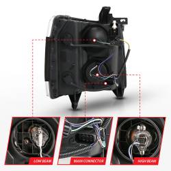 ANZO USA - Projector Headlights Plank Style Chrome Amber Pair Chevrolet Silverado 1500/3500 2007-2013, 2500/2500 HD/3500 HD 2007-2014 ANZO USA - Image 5