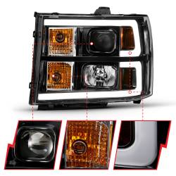 ANZO USA - Projector Headlight Plank Style Black W/ Clear Lens Amber GMC Sierra 1500 2007-2013, 2500 HD/3500 HD 2007-2014 ANZO USA - Image 3