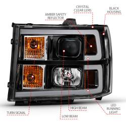 ANZO USA - Projector Headlight Plank Style Black W/ Clear Lens Amber GMC Sierra 1500 2007-2013, 2500 HD/3500 HD 2007-2014 ANZO USA - Image 4