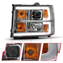 ANZO USA - Projector Headlight Plank Style Chrome K W/ Clear Lens Amber GMC Sierra 1500 2007-2013, 2500 HD/3500 HD 2007-2014 ANZO USA - Image 3