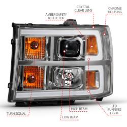 ANZO USA - Projector Headlight Plank Style Chrome K W/ Clear Lens Amber GMC Sierra 1500 2007-2013, 2500 HD/3500 HD 2007-2014 ANZO USA - Image 4