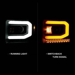 ANZO USA - Projector Headlights Plank Style Black W/ Switchback GMC Sierra/1500 2014-2015, GMC Sierra 2500 HD/3500 HD 2015-2019 ANZO USA - Image 2