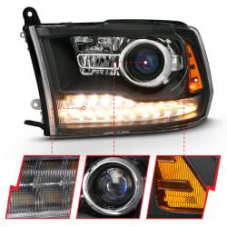 ANZO USA - Projector Headlights Plank Style Switchback Matte Black Housing Clear Lens PairRam 1500/2500/3500 2011-2018 ANZO USA - Image 3