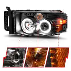 ANZO USA - Projector Headlights Black Housing W/ Halo Clear Lens Pair Dodge Ram 1500 2002-2005, 2500/3500 2003-2005 ANZO USA - Image 3
