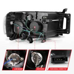 ANZO USA - Projector Headlights Chrome Housing W/ Halo Clear Lens Pair Dodge Ram 1500 2002-2005, 2500/3500 2003-2005 ANZO USA - Image 5