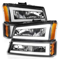 ANZO USA - Crystal Headlight Set W/ LED Light Bar Style Black Housing Clear Lens Pair Chevrolet Avalanche 1500/Avalanche/Avalanche Silverado 2500 2003-2006, Chevrolet Silverado 1500/1500 HD/2500 HD/3500 2003-2007 ANZO USA - Image 2