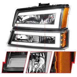 ANZO USA - Crystal Headlight Set W/ LED Light Bar Style Black Housing Clear Lens Pair Chevrolet Avalanche 1500/Avalanche/Avalanche Silverado 2500 2003-2006, Chevrolet Silverado 1500/1500 HD/2500 HD/3500 2003-2007 ANZO USA - Image 3