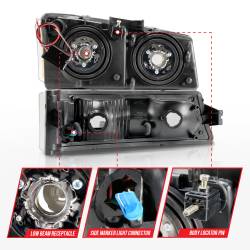 ANZO USA - Crystal Headlight Set W/ LED Light Bar Style Black Housing Clear Lens Pair Chevrolet Avalanche 1500/Avalanche/Avalanche Silverado 2500 2003-2006, Chevrolet Silverado 1500/1500 HD/2500 HD/3500 2003-2007 ANZO USA - Image 5