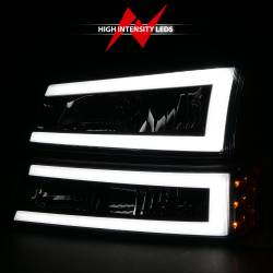 ANZO USA - Crystal Headlight Set W/ LED Light Bar Style Black Housing Clear Lens Pair Chevrolet Avalanche 1500/Avalanche/Avalanche Silverado 2500 2003-2006, Chevrolet Silverado 1500/1500 HD/2500 HD/3500 2003-2007 ANZO USA - Image 6
