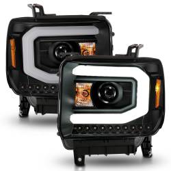 ANZO USA - Projector Headlights W/ Plank Style Black Housing Clear Lens Pair GMC Sierra/1500 2014-2015, GMC Sierra 2500 HD/3500 HD 2015-2019 ANZO USA - Image 2