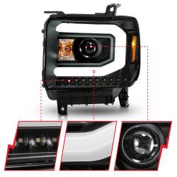 ANZO USA - Projector Headlights W/ Plank Style Black Housing Clear Lens Pair GMC Sierra/1500 2014-2015, GMC Sierra 2500 HD/3500 HD 2015-2019 ANZO USA - Image 3