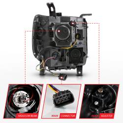 ANZO USA - Projector Headlights W/ Plank Style Black Housing Clear Lens Pair GMC Sierra/1500 2014-2015, GMC Sierra 2500 HD/3500 HD 2015-2019 ANZO USA - Image 5