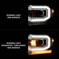 ANZO USA - Projector Headlights W/ Plank Style Chrome Housing Clear Lens Pair GMC Sierra/1500 2014-2015, GMC Sierra 2500 HD/3500 HD 2015-2019 ANZO USA - Image 2