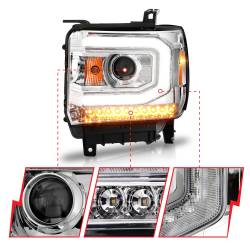 ANZO USA - Projector Headlights W/ Plank Style Chrome Housing Clear Lens Pair GMC Sierra/1500 2014-2015, GMC Sierra 2500 HD/3500 HD 2015-2019 ANZO USA - Image 3