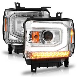 ANZO USA - Projector Headlights W/ Plank Style Chrome Housing Clear Lens Pair GMC Sierra/1500 2014-2015, GMC Sierra 2500 HD/3500 HD 2015-2019 ANZO USA - Image 7