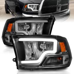 Crystal Headlight Pair Set W/ Light Bar Style Black Housing Clear LensRam 1500/2500/3500 2011-2018 ANZO USA