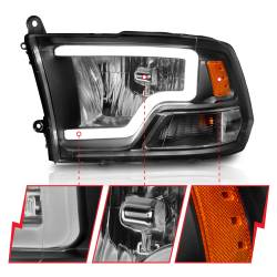 ANZO USA - Crystal Headlight Pair Set W/ Light Bar Style Black Housing Clear LensRam 1500/2500/3500 2011-2018 ANZO USA - Image 3