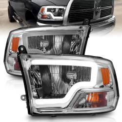 Crystal Headlight Set W/ Light Bar Style Chrome Housing Clear Lens PairRam 1500/2500/3500 2011-2018 ANZO USA