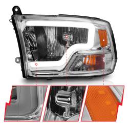 ANZO USA - Crystal Headlight Set W/ Light Bar Style Chrome Housing Clear Lens PairRam 1500/2500/3500 2011-2018 ANZO USA - Image 3