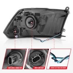ANZO USA - Crystal Headlight Set W/ Light Bar Style Chrome Housing Clear Lens PairRam 1500/2500/3500 2011-2018 ANZO USA - Image 5