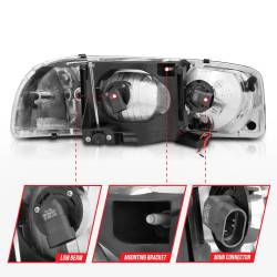 ANZO USA - Crystal Headlight Set W/ Light Bar Style Black Housing Clear Lens Pair GMC C3500/K3500 1999-2000, GMC Sierra 1500 1999-2007, 1500 HD/2500 HD/3500 2001-2007, GMC Sierra 2500 1999-2004, GMC Yukon/XL 1500/XL 2500 2000-2006 ANZO USA - Image 5
