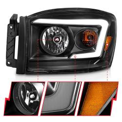 ANZO USA - Crystal Headlight Set W/ Light Bar Style Switchback Chrome Housing Clear Lens Pair Dodge Ram 1500/2500/3500 2006-2008 ANZO USA - Image 3