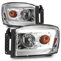 ANZO USA - Crystal Headlight Set W/ Light Bar Style Chrome Housing Clear Lens Pair Dodge Ram 1500/2500/3500 2006-2008 ANZO USA - Image 2