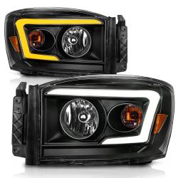 ANZO USA - Crystal Headlight Set W/ Light Bar Style Switchback Black Housing Clear Lens Pair Dodge Ram 1500/2500/3500 2006-2008 ANZO USA - Image 2