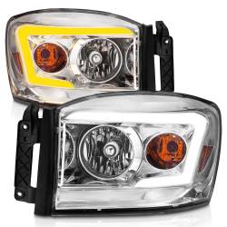 ANZO USA - Crystal Headlight W/ Light Bar Switchback Chrome Housing Clear Lens Ram 1500 06-08 / Ram 2500/3500 06-09 Crystal Switchback C Bar Headlights Chrome Dodge Ram 1500/2500/3500 2006-2008 ANZO USA - Image 2
