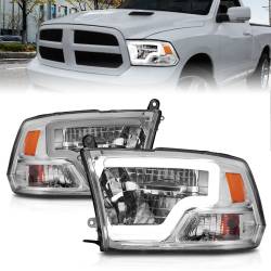 LED Projector Headlights W/ Light Bar Style Chrome Housing Clear Lens PairRam 1500/2500/3500 2011-2018 ANZO USA