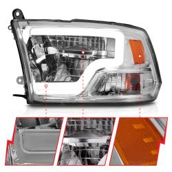 ANZO USA - LED Projector Headlights W/ Light Bar Style Chrome Housing Clear Lens PairRam 1500/2500/3500 2011-2018 ANZO USA - Image 3