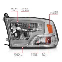 ANZO USA - LED Projector Headlights W/ Light Bar Style Chrome Housing Clear Lens PairRam 1500/2500/3500 2011-2018 ANZO USA - Image 4