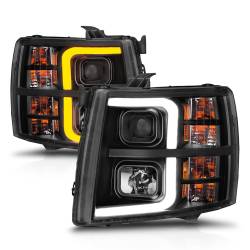 ANZO USA - Projector Headlights W/ Light Bar Style Sequential Black Housing Clear Lens Pair Chevrolet Silverado 1500/3500 2007-2013, 2500/2500 HD/3500 HD 2007-2014 ANZO USA - Image 3